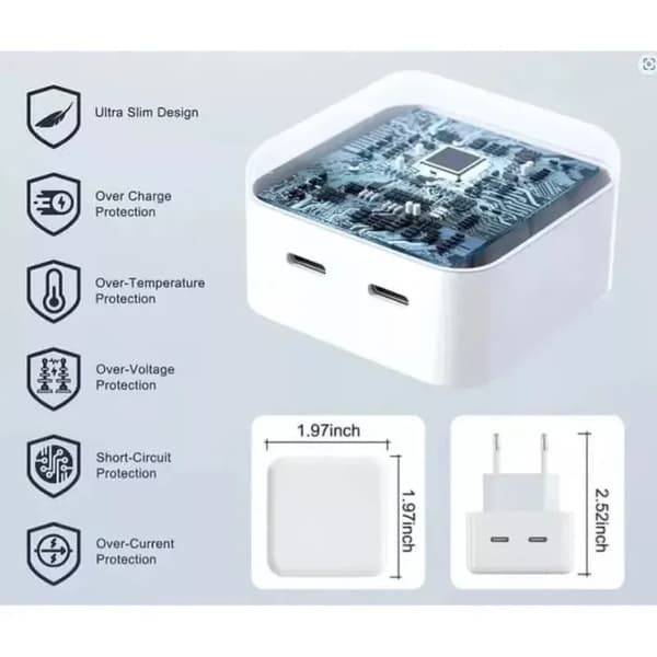 35W dobbel USB-C hurtiglader + USB-C til Lightning-kabel + USB-C til USB-C-kabel for Huawei MediaPad M5 Lite 10.1\" - iPad 2022