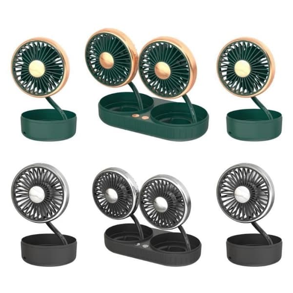 Minibilventilator - 9FP101348-S-1 - Bærbar Trådløs - USB-opladning - Dobbelt Hoved