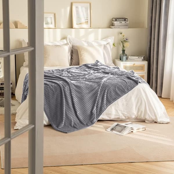 Blød Fleece Flannel Sofa Tæppe Plaid Blød Sofa Kast til Soveværelse Sofa Seng Lænestol 150x200cm Lysegrå