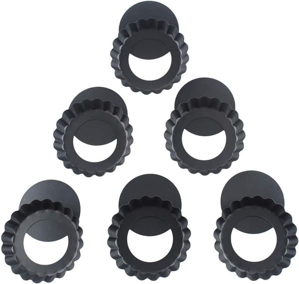 10 cm eggetertform med løs bunn, non-stick belegg, sett med 6