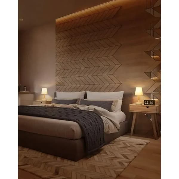 2-pack sänglampor i trä med tygskärmar, LED för kontor/sovrum, skandinavisk stil, beige