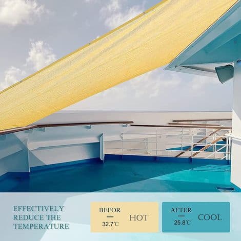 Solseil, rektangulær duk, HDPE 95 % anti-UV bilmarkise, 1 meter, 1 hull, sand (2x3m)
