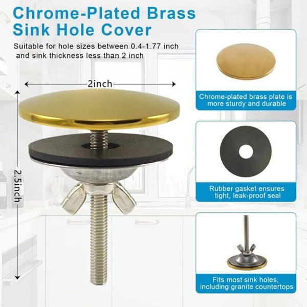 Vaskeafløbsprop - JZSH - Forkromet messing - 5 cm diameter - Nem installation - Elegant design