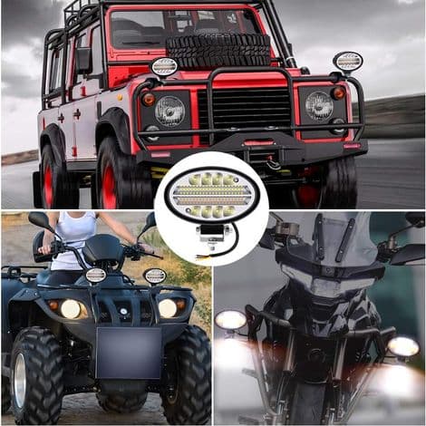 144W Oval LED arbeidslys, 12V/24V vanntett 5,5\" LED-spotlight, universelt lys for lastebil, traktor, SUV og båt