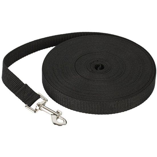 Hundesnor - XVX - 10 meter - Sort Nylon - Komfortabel - Ideel til Træning - Holdbar