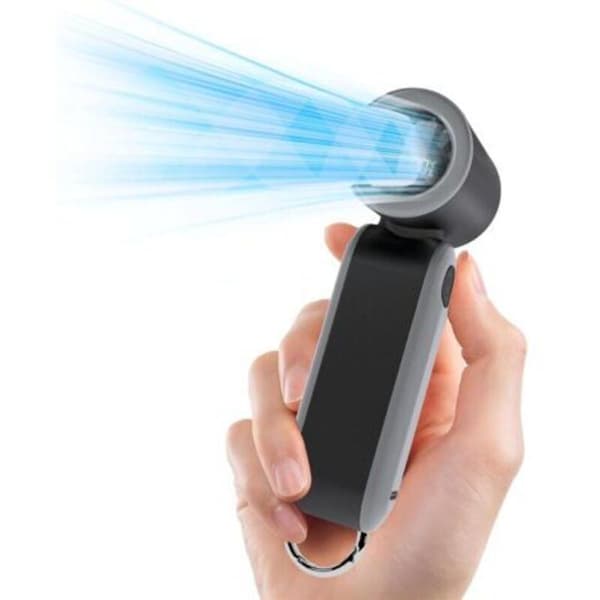 Mini bærbar ventilator. Med krog. 3000 mAh genopladelig turbineventilator, 5 blæserhastigheder - Sort/Orange