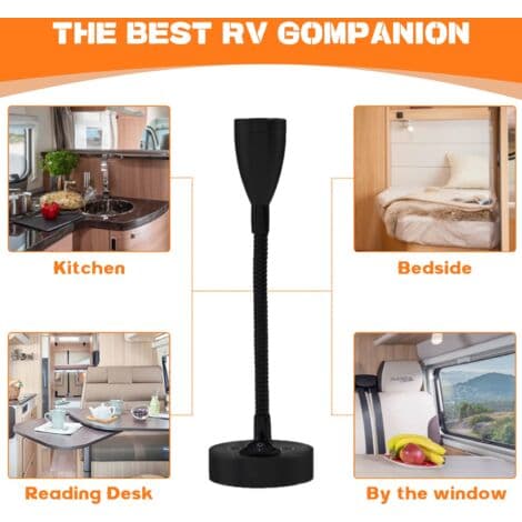 12V LED leselys – 6000K hvitt lys – Justerbar bryter – For bobiler, campingvogner, båter