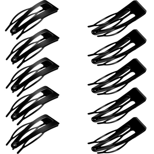 24 Pak Gummierede Metal Dobbeltgreb Hårklemmer - Hårstyling Salon Tilbehør (sort)