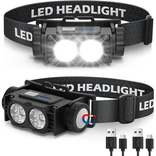 Hodelykt - XVX - 2000 Lumen - USB Oppladbar - IPX5 Vanntett - 3 Lysmoduser
