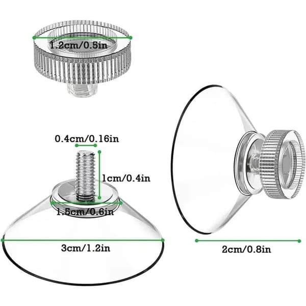 25 gängade sugproppar - 30 mm diameter - transparent PVC - räfflade muttrar - extremt stark vidhäftning