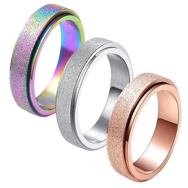 Angstdæmpende ring til kvinder - 6 mm spinderring i rustfrit stål til angstlindring