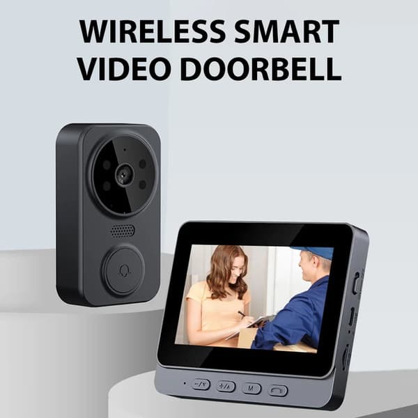 Trådlös visuell intercom dörrklocka med IPS-skärm, högupplöst videoövervakning, intelligent tvåvägsintercom