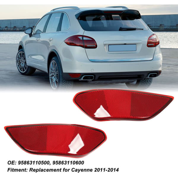 2 stk. røde bakre støtfangerreflektorlys for Cayenne 2011-2014 Erstatning 95863110500,de