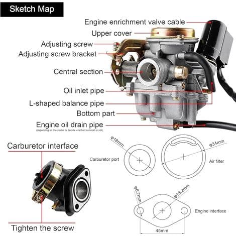 Karburator til 28 mm motorkarburator til 50cc motorcykelkarburator