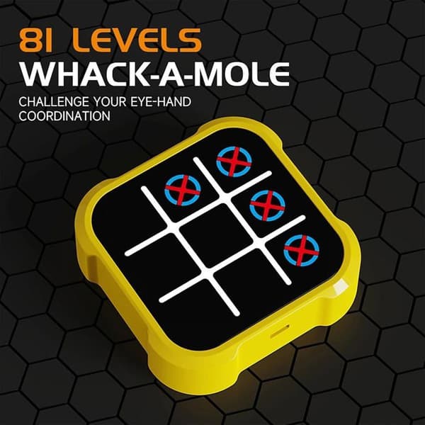 Bærbar spillkonsoll - XVX - 3 i 1 med Smart Tic-Tac-Toe - For barn og voksne (gul)