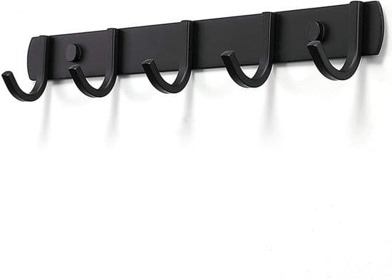 Vægmonteret knagerække - YNKKVRE - 5 kroge - Rustfrit stål - Moderne design - Sort