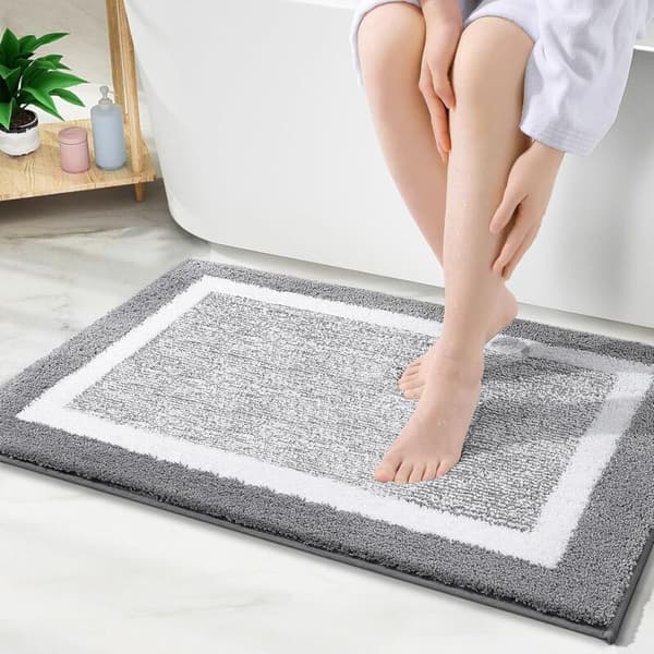 Skridsikker mikrofiber bademåtte til badeværelset, ekstra blød, absorberende, maskinvaskbar, hurtigtørrende, 40 x 60 cm
