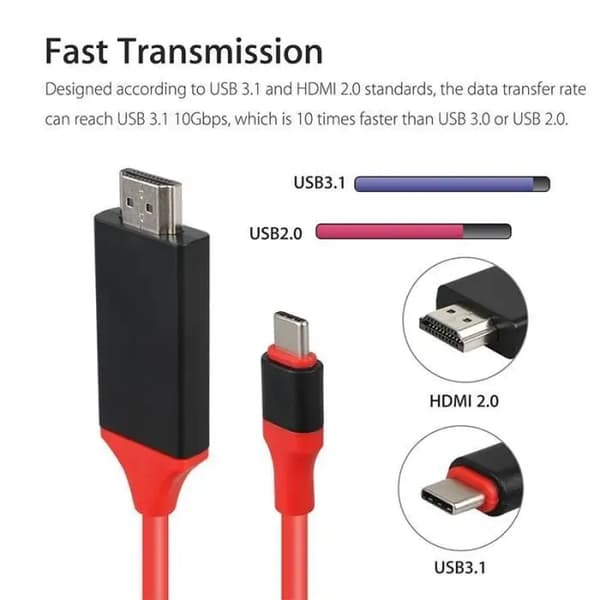 Kabeladapter - Samsung - Typ C till HDMI - USB 3.1 - Guldpläterade kontakter - Svart
