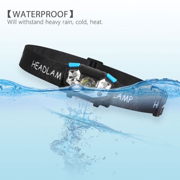 LED Hodelykt - 5000 lumen - Bevegelsessensor - IPX6 Vanntett - USB Oppladbar - 5 Lysmoduser