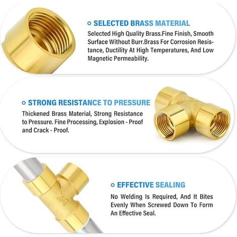 2 stk. messing T-fitting, 3/8\" x 3/8\" x 3/8\" BSP hunrørfittings