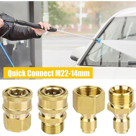 4-delad adapterkit för högtryckstvätt, snabbkoppling för högtryckstvätt, M22 14mm till 3/8\" snabbkopplingskit, snabbkoppling för högtryck