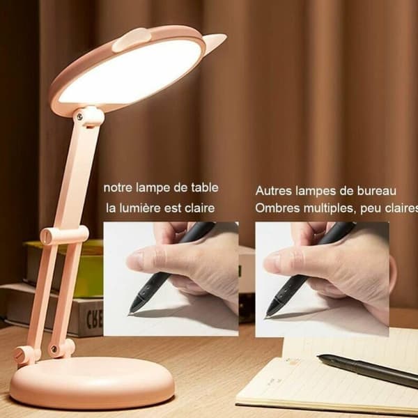 LED Skrivebordslampe for Barn Jenter Rosa Katteører Justerbart Nattlys