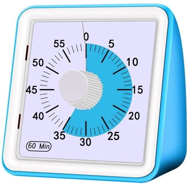 Stille Timer - 60 minutter - ABS Plast - Firkantet Stille Timer til Børn og Voksne - Blå - Enhed
