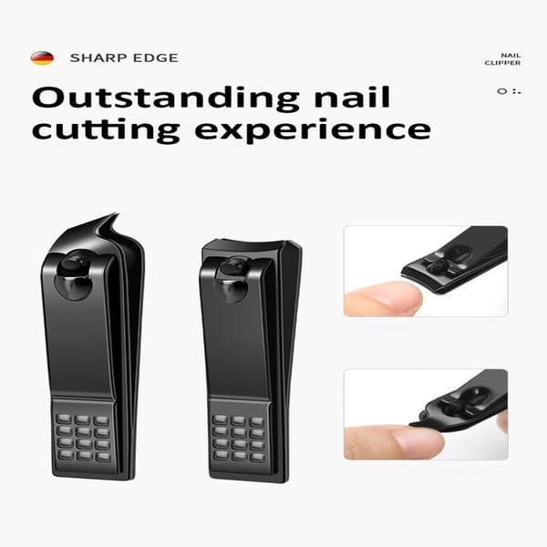 Bærbart manicure- og pedicuresæt, blanke sorte negleklippere, personlige plejeværktøjer, luksus, 6 dele