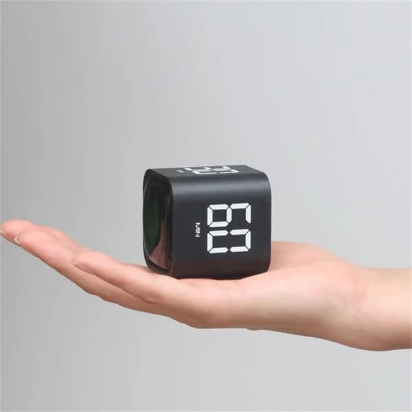 Mini Digital Timer med Gravitationssensor, LED-Display, 4 Forudindstillinger, Turisttilstande, Nedtælling, Madlavning Sort