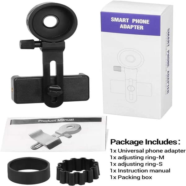 Adapterholder for mobiltelefon kompatibel med kikkertmonokularer