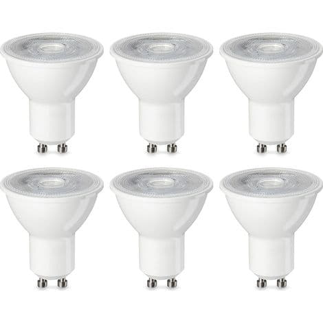 Förpackning med 6 E27 5W LED-spotlightlampor (motsvarande 50W), varmt ljus, ej dimbara