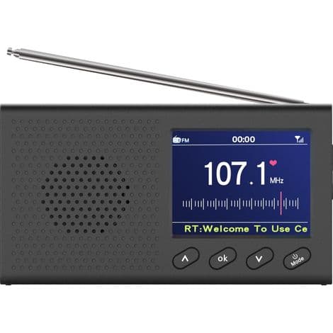 Bärbar DAB+ FM-radio med färgskärm, Bluetooth och program-/väderdisplay