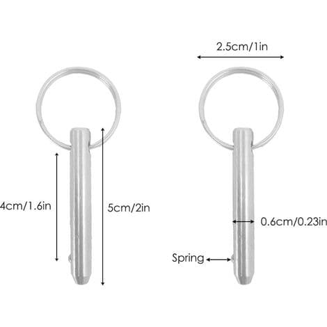 Sæt med 4 quick-release stifter, 6,3 mm topstift diameter, 51 mm total længde, 40 mm effektiv længde med 316 rustfri stålkabler