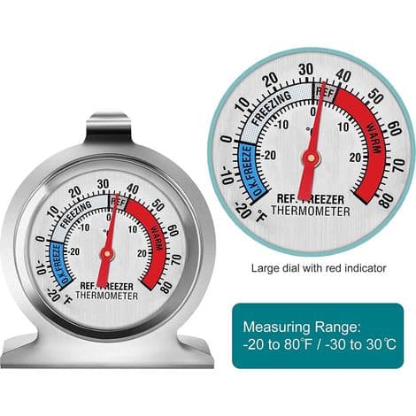 Køleskabstermometer, frysetermometer med stor urskive, køleskabs-/frysetermometer (3 stk.)