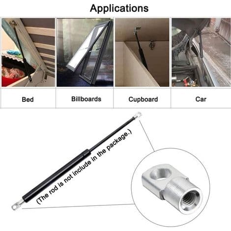 M8 gassfjærende endestykke, 8 mm innvendig gjenge, hulldiameter, A3 stål, sølv, 2 stk.