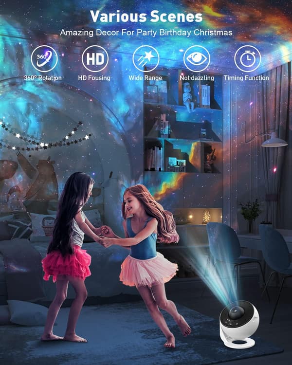 Projector, lamp, starry sky in the bedroom, 12 planet discs, LED starry sky, children's projector