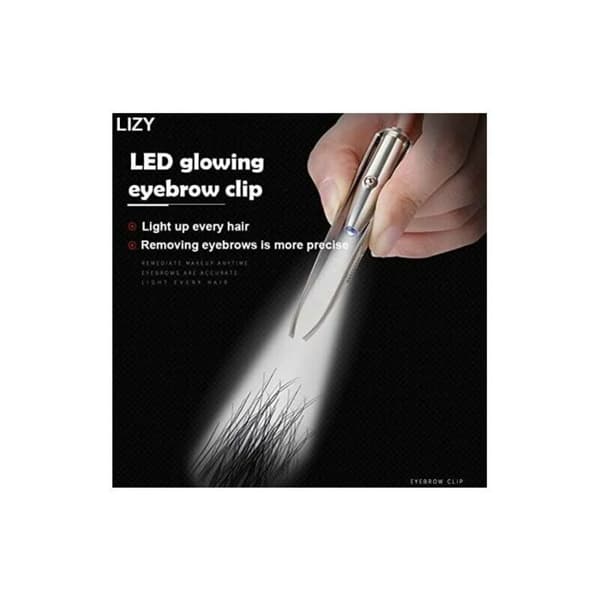 LED Pinsett - JZSH - Integrert LED-lys - Rustfritt stål - 8,5 cm lengde - Bred, vinklet spiss