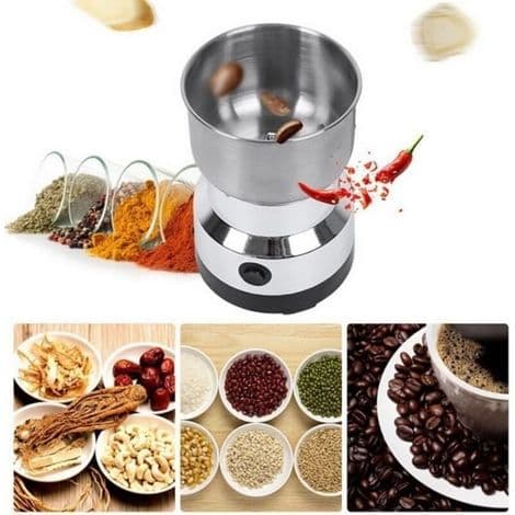 Elektrisk kaffekværn og blender til kaffebønner, hørfrø og andre krydderier - rustfrit stål 26@