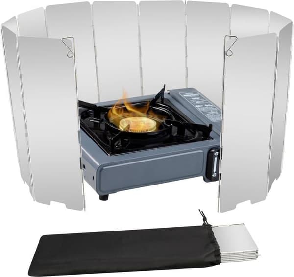 Komfyrvindskjerm, 12 aluminiumsplater med snørepose, for camping, butankomfyrer