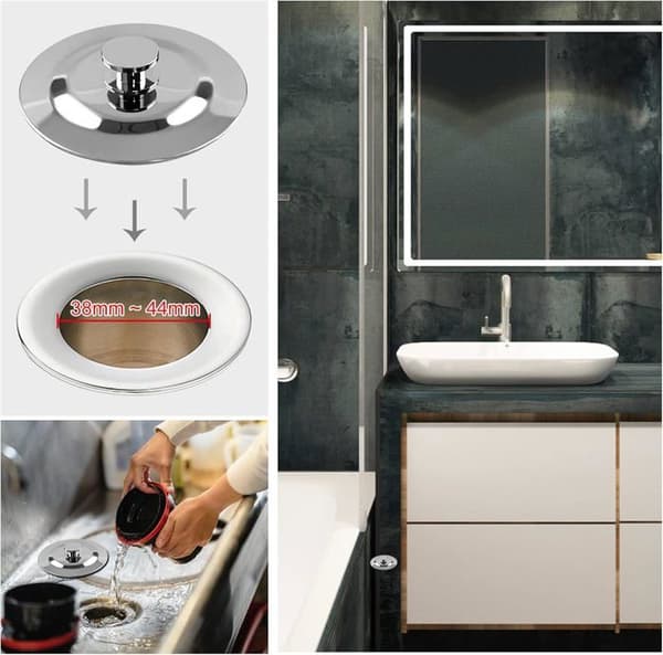 Afløbsprop - 44 mm - Rustfrit stål - Rustfri - Universal til vask og badekar