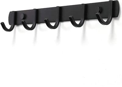 Vægmonteret knagerække - YNKKVRE - 5 kroge - Rustfrit stål - Moderne design - Sort