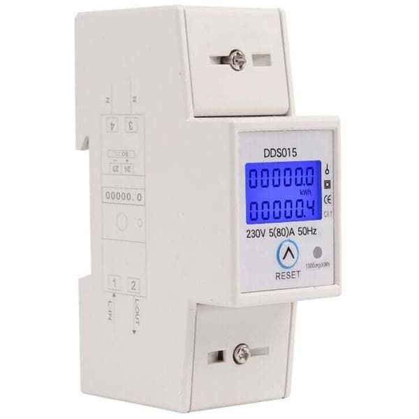 Modulär enfas 80A max undermätare, enkel tariff, LCD-display, partiell återställning