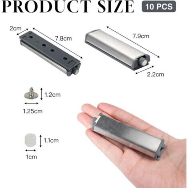 10 stk. Push-to-Open Magnetisk Dørskabslås, Magnetlås med Dæmper, Dørnedbremsningsbuffer, Push-to-Open System