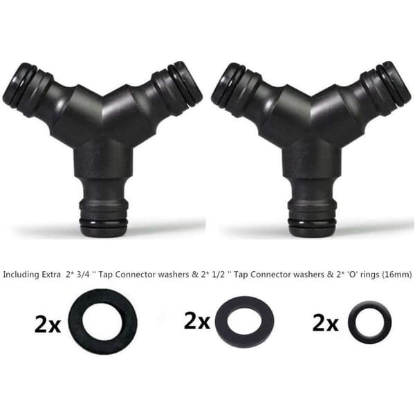 Plastkoppling för slangdelare (3-vägs) Y-hankoppling för trädgårdsslang Y-koppling 2-pack