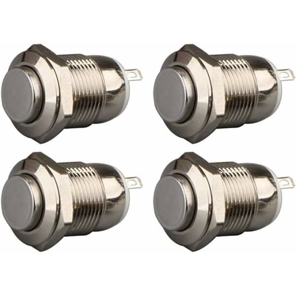 Nosheir Selvspærrende Vandtæt Afbryder - 4 Stykker - 12mm Diameter - Rustfrit Stål - Selvspærrende - IP67 - IK10