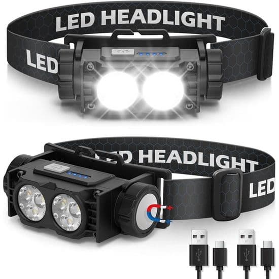 Hodelykt - XVX - 2000 Lumen - USB Oppladbar - IPX5 Vanntett - 3 Lysmoduser