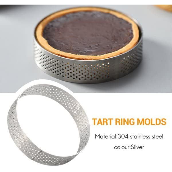 5-pack perforerade tårtformar för bakning, non-stick runda metallbakformar cirkel cupcake 8 cm