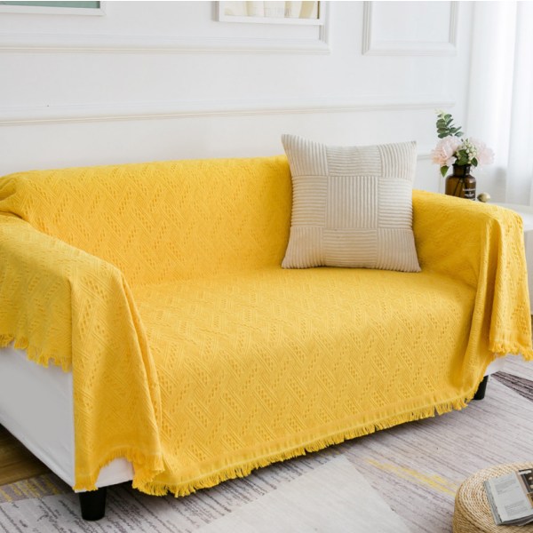 Rutid soffa handduk, 130 * 230cm, soffkudde, duk, filt yellow 130*230cm