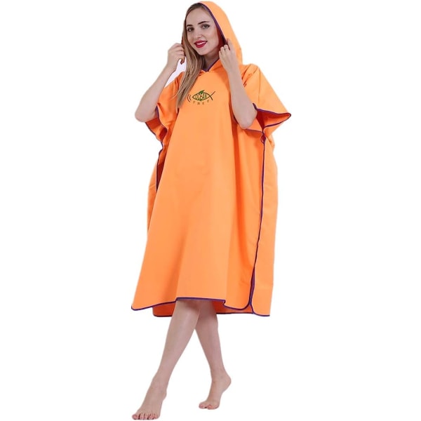 Unisex Badrock Poncho Strandhandduk Mikrofiber Snabbtorkande Badrock Poncho med Huva Badhandduk（orange） orange