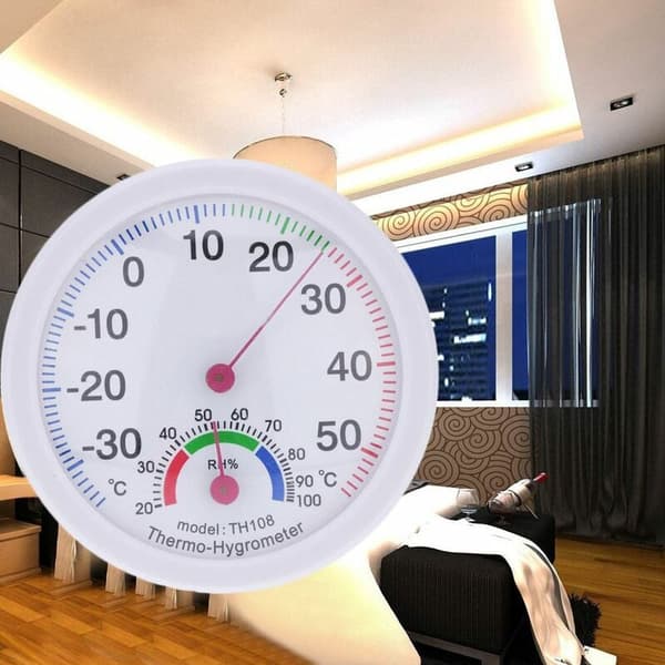 Udendørs Indendørs Termometer Temperaturmåler Fugtighed Hygrometer Urform Hvid